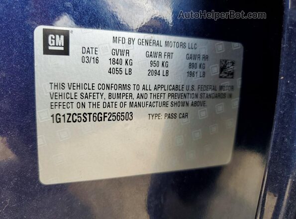 1G1ZC5ST6GF256503 2016 CHEVROLET MALIBU Blue Engine compartment view