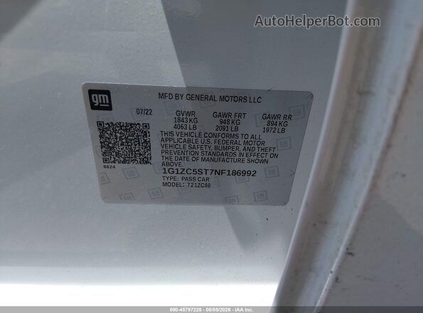 1G1ZC5ST7NF186992 2022 CHEVROLET MALIBU White Вид підкапотного простору