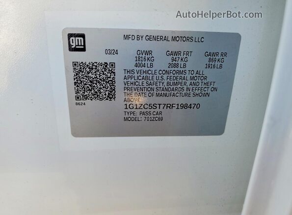 1G1ZC5ST7RF198470 2024 CHEVROLET MALIBU White 