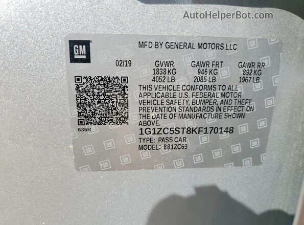 1G1ZC5ST8KF170148 2019 CHEVROLET MALIBU Серебряный Вид подкапотного пространства