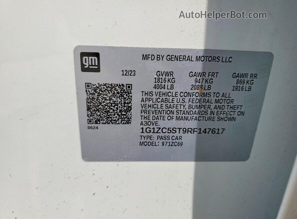 1G1ZC5ST9RF147617 2024 CHEVROLET MALIBU White Widok naklejki z numerem VIN