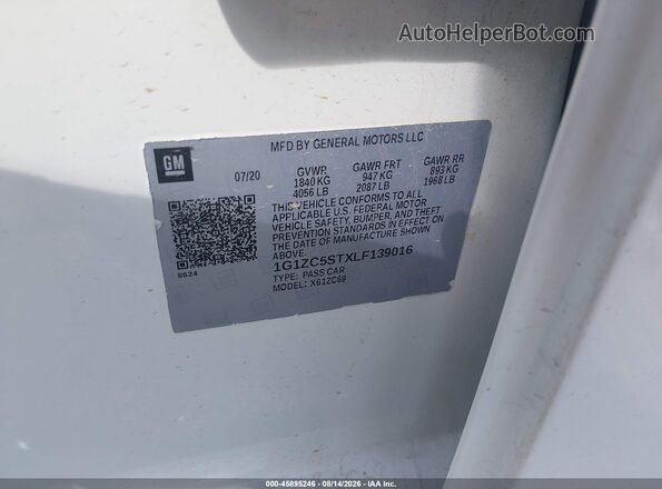 1G1ZC5STXLF139016 2020 CHEVROLET MALIBU Белый Вид подкапотного пространства