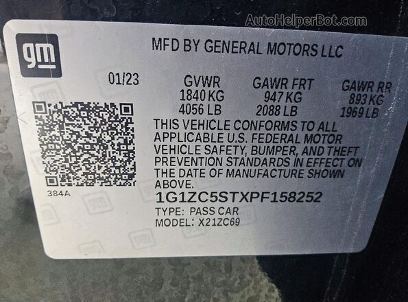 1G1ZC5STXPF158252 2023 CHEVROLET MALIBU Black Շարժիչի բաժամունքի տեսք