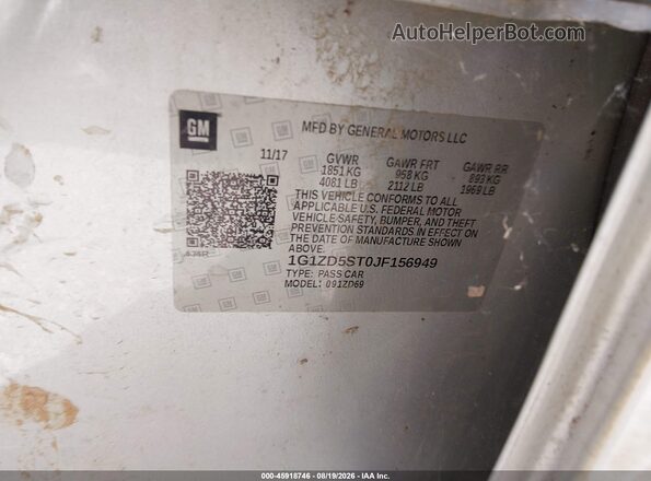 1G1ZD5ST0JF156949 2018 CHEVROLET MALIBU Серебряный Вид подкапотного пространства