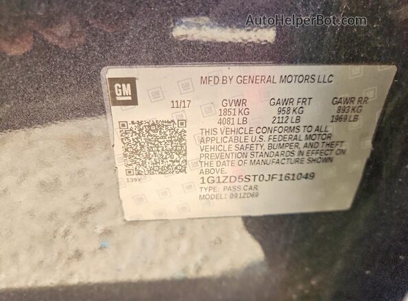 1G1ZD5ST0JF161049 2018 CHEVROLET MALIBU Gray Вид підкапотного простору
