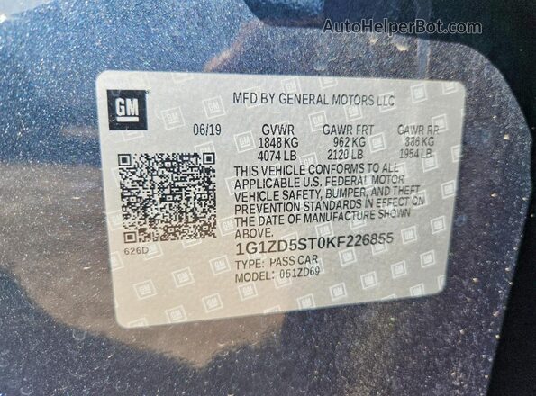 1G1ZD5ST0KF226855 2019 CHEVROLET MALIBU Charcoal Vista del compartimento del motor