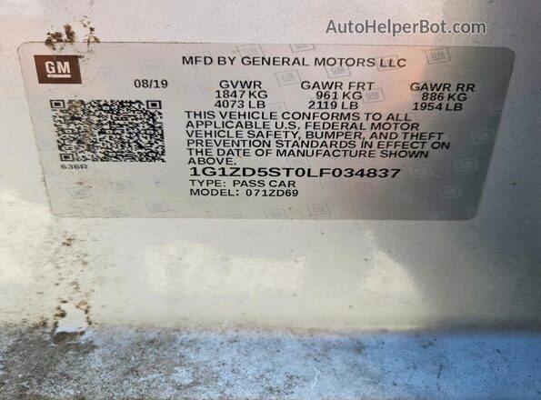 1G1ZD5ST0LF034837 2020 CHEVROLET MALIBU Silver Engine compartment view