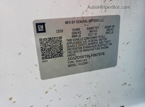 1G1ZD5ST0LF067076 2020 CHEVROLET MALIBU White Widok naklejki z numerem VIN