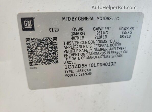 1G1ZD5ST0LF090132 2020 CHEVROLET MALIBU Белый Вид подкапотного пространства