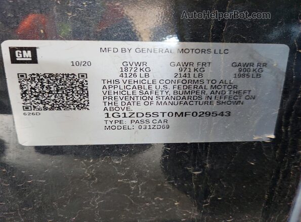 1G1ZD5ST0MF029543 2021 CHEVROLET MALIBU Gray Widok komory silnika