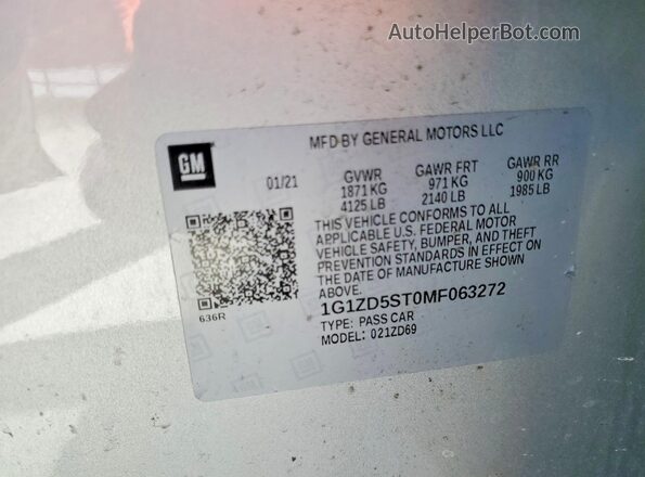 1G1ZD5ST0MF063272 2021 CHEVROLET MALIBU Серебряный Вид подкапотного пространства