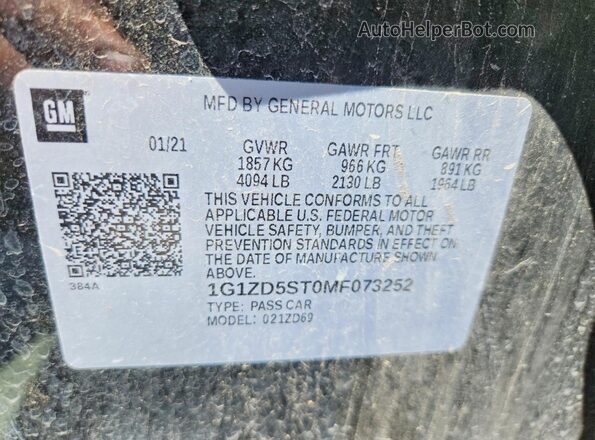 1G1ZD5ST0MF073252 2021 CHEVROLET MALIBU Черный Вид подкапотного пространства