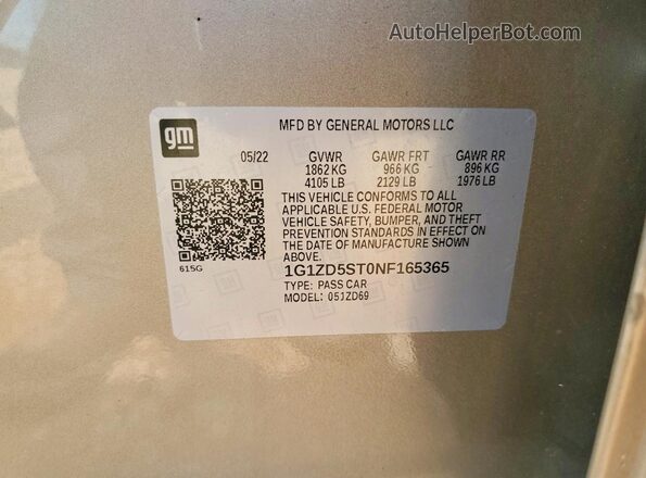 1G1ZD5ST0NF165365 2022 CHEVROLET MALIBU Gray Շարժիչի բաժամունքի տեսք
