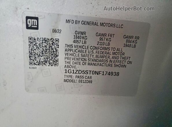 1G1ZD5ST0NF174938 2022 CHEVROLET MALIBU Серебряный Вид подкапотного пространства