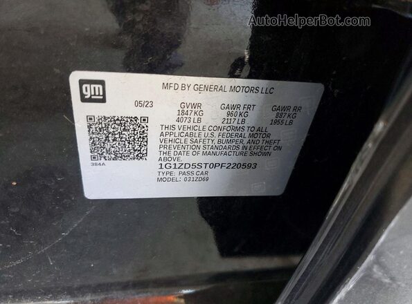 1G1ZD5ST0PF220593 2023 CHEVROLET MALIBU Black Vista de la etiqueta del VIN