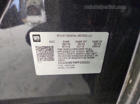 1G1ZD5ST0PF231111 2023 CHEVROLET MALIBU Черный Вид подкапотного пространства