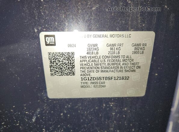 1G1ZD5ST0SF121832 2025 CHEVROLET MALIBU Gray Vista del compartimento del motor