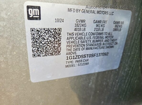 1G1ZD5ST0SF137092 2025 CHEVROLET MALIBU Gray Вид підкапотного простору