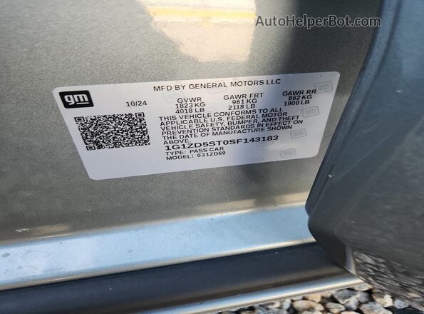 1G1ZD5ST0SF143183 2025 CHEVROLET MALIBU Gray Engine compartment view
