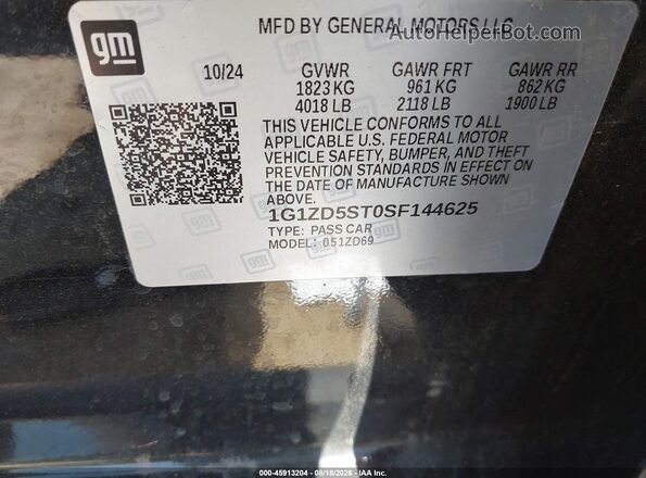 1G1ZD5ST0SF144625 2025 CHEVROLET MALIBU Черный Вид подкапотного пространства
