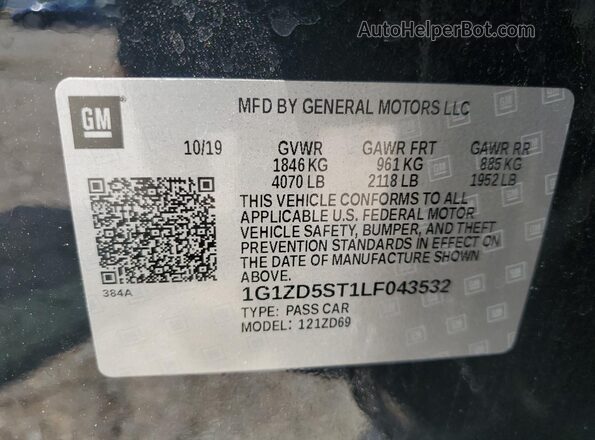 1G1ZD5ST1LF043532 2020 CHEVROLET MALIBU Black Շարժիչի բաժամունքի տեսք