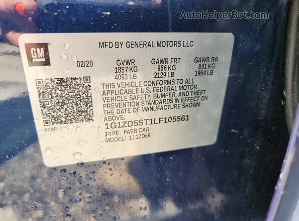 1G1ZD5ST1LF105561 2020 CHEVROLET MALIBU Blue Widok komory silnika
