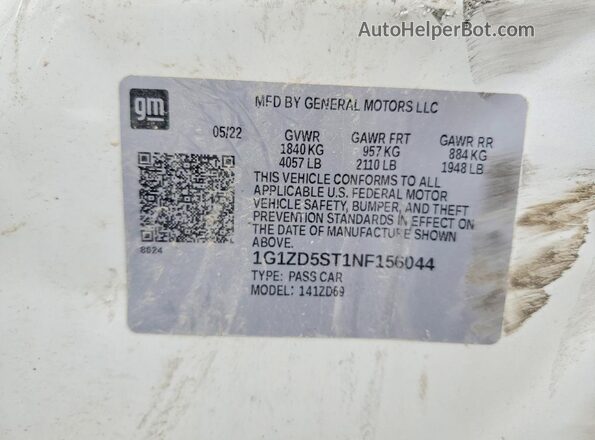 1G1ZD5ST1NF156044 2022 CHEVROLET MALIBU White ძრავის განყოფილების ხედი