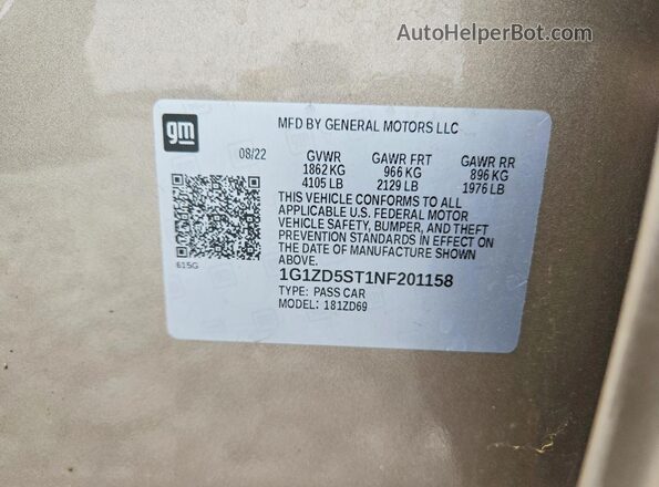 1G1ZD5ST1NF201158 2022 CHEVROLET MALIBU Tan ძრავის განყოფილების ხედი