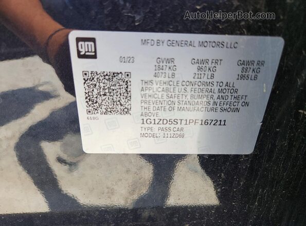 1G1ZD5ST1PF167211 2023 CHEVROLET MALIBU Charcoal Widok naklejki z numerem VIN