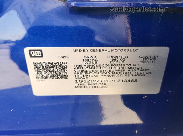 1G1ZD5ST1PF213488 2023 CHEVROLET MALIBU Blue ძრავის განყოფილების ხედი