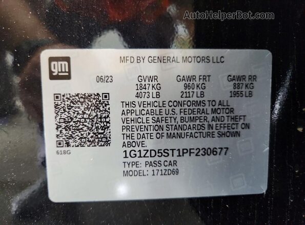 1G1ZD5ST1PF230677 2023 CHEVROLET MALIBU Синий Вид подкапотного пространства