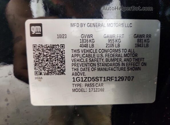 1G1ZD5ST1RF129707 2024 CHEVROLET MALIBU Черный Вид подкапотного пространства