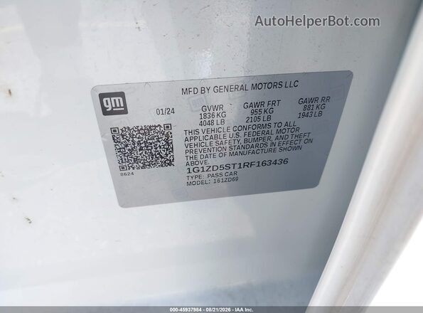 1G1ZD5ST1RF163436 2024 CHEVROLET MALIBU Белый Вид подкапотного пространства