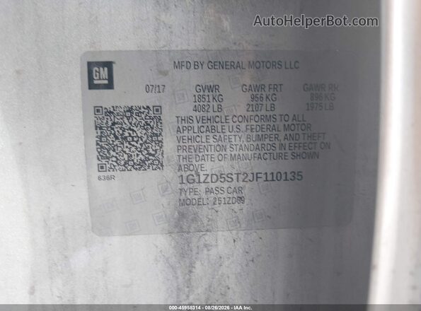 1G1ZD5ST2JF110135 2018 CHEVROLET MALIBU Серебряный Вид подкапотного пространства