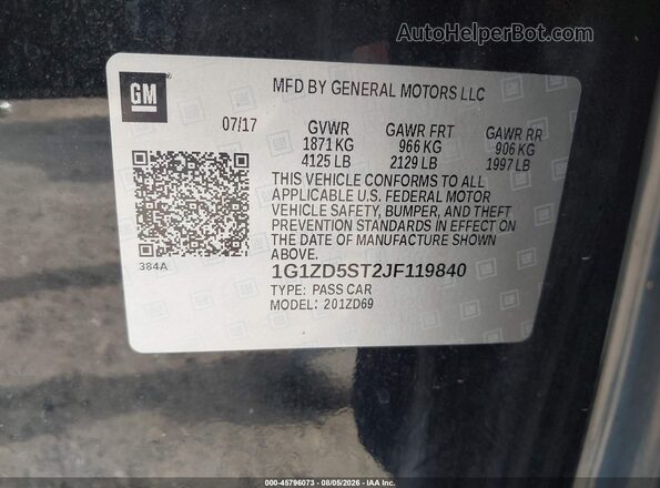 1G1ZD5ST2JF119840 2018 CHEVROLET MALIBU Black Vista del compartimento del motor
