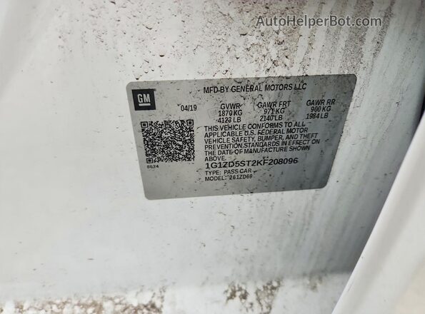 1G1ZD5ST2KF208096 2019 CHEVROLET MALIBU White Engine compartment view