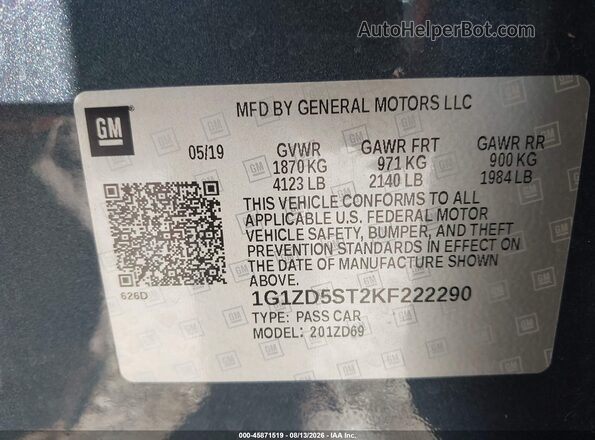 1G1ZD5ST2KF222290 2019 CHEVROLET MALIBU Dark Blue Вид підкапотного простору