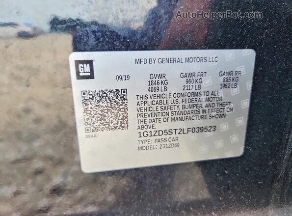 1G1ZD5ST2LF039523 2020 CHEVROLET MALIBU Black Вид підкапотного простору