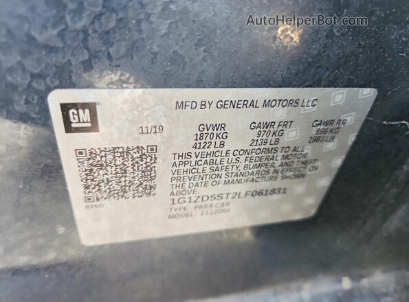 1G1ZD5ST2LF061831 2020 CHEVROLET MALIBU Gray ძრავის განყოფილების ხედი