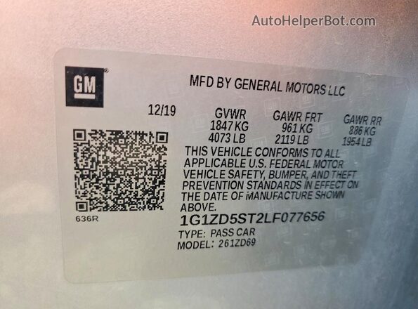 1G1ZD5ST2LF077656 2020 CHEVROLET MALIBU Silver ძრავის განყოფილების ხედი