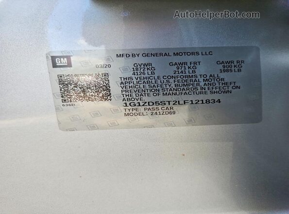 1G1ZD5ST2LF121834 2020 CHEVROLET MALIBU Silver ძრავის განყოფილების ხედი