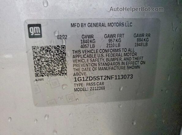 1G1ZD5ST2NF113073 2022 CHEVROLET MALIBU Silver Widok komory silnika