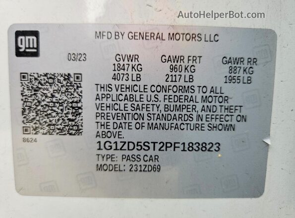 1G1ZD5ST2PF183823 2023 CHEVROLET MALIBU Белый Вид подкапотного пространства