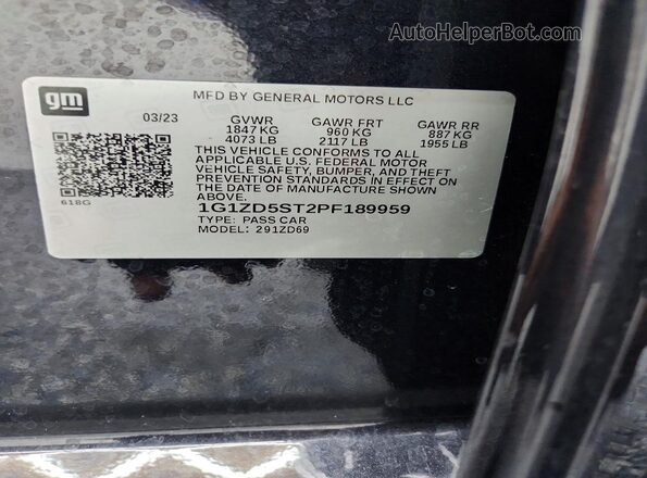 1G1ZD5ST2PF189959 2023 CHEVROLET MALIBU Black Widok komory silnika