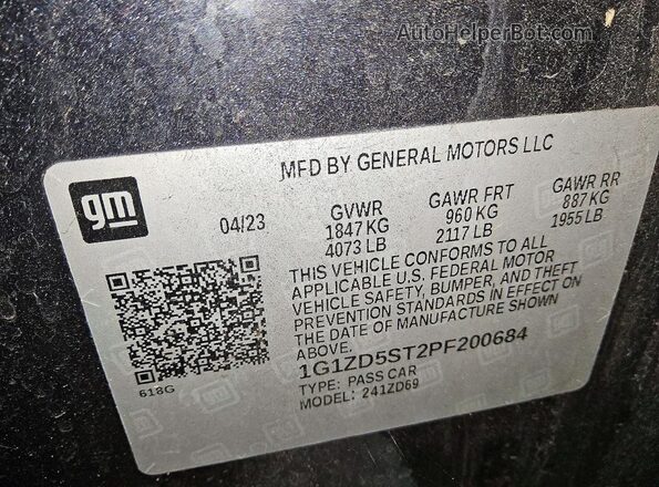 1G1ZD5ST2PF200684 2023 CHEVROLET MALIBU Gray VIN sticker view