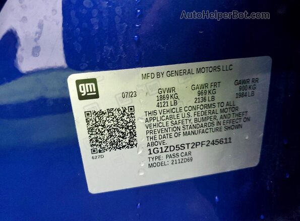 1G1ZD5ST2PF245611 2023 CHEVROLET MALIBU Blue Вид підкапотного простору
