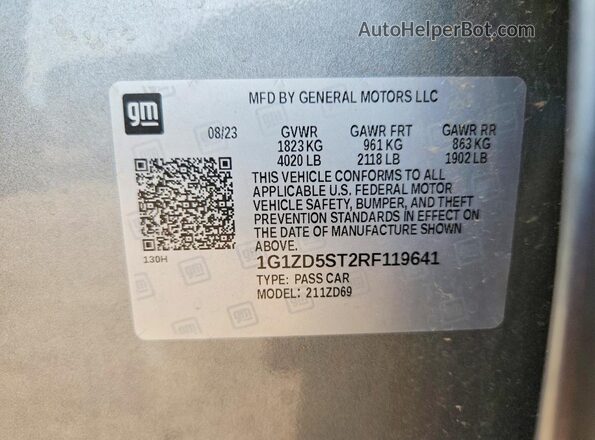 1G1ZD5ST2RF119641 2024 CHEVROLET MALIBU Silver VIN sticker view