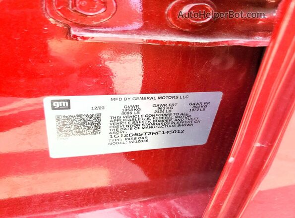 1G1ZD5ST2RF145012 2024 CHEVROLET MALIBU Red Вид підкапотного простору