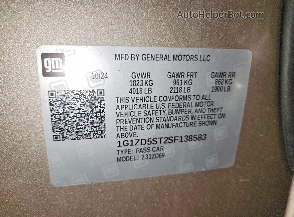 1G1ZD5ST2SF138583 2025 CHEVROLET MALIBU Золотой Вид подкапотного пространства