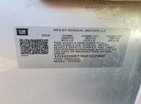 1G1ZD5ST3KF112980 2019 CHEVROLET MALIBU Silver Вид підкапотного простору